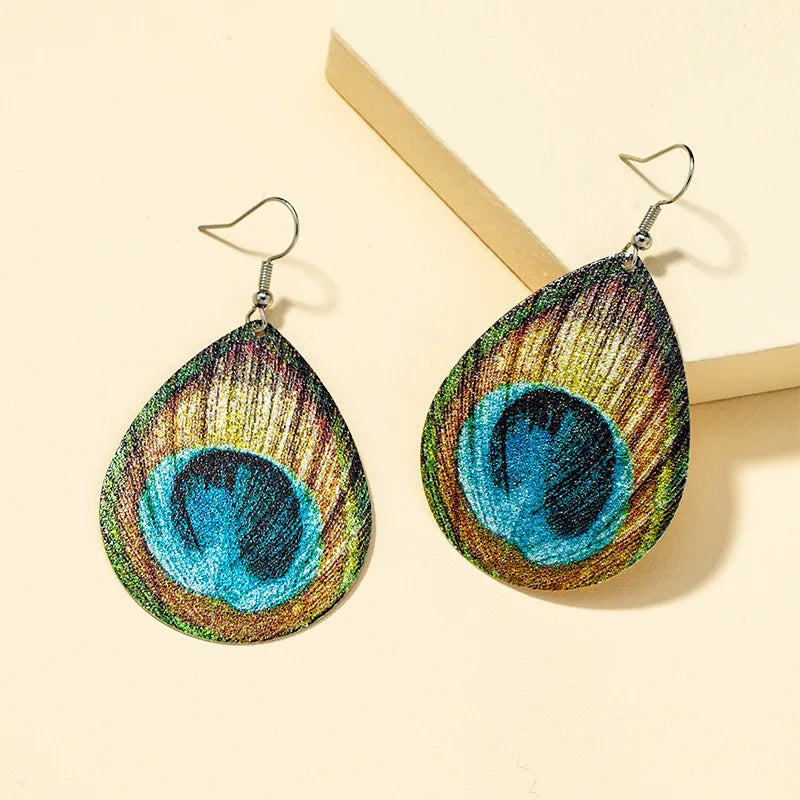 Elegant Peacock Feather Earrings 