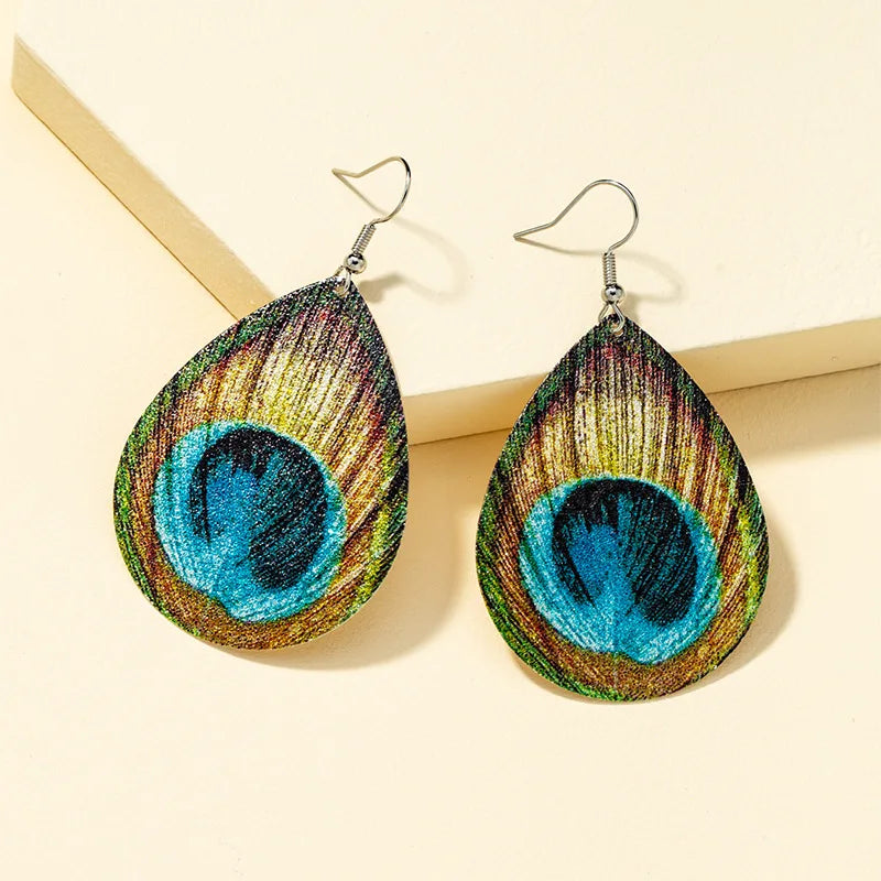 Elegant Peacock Feather Earrings 