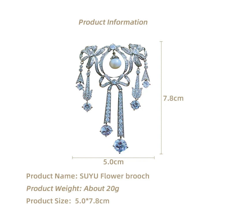 Fringe Imitation Pearl Brooch