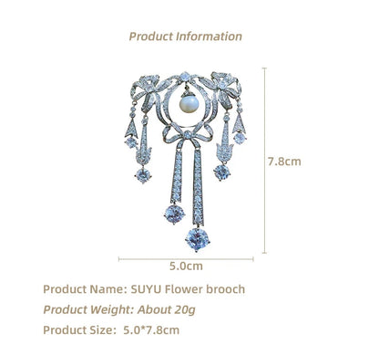 Fringe Imitation Pearl Brooch