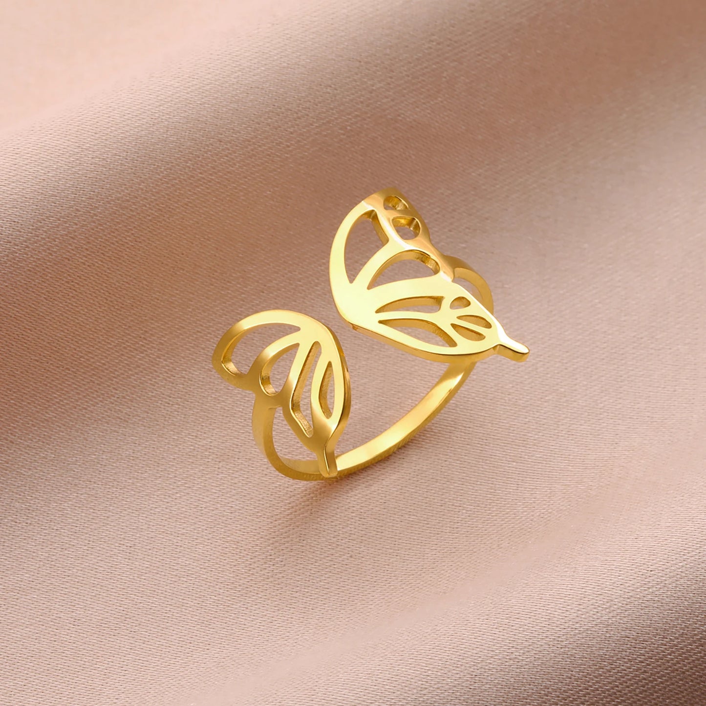 Flower Butterfly Open Rings
