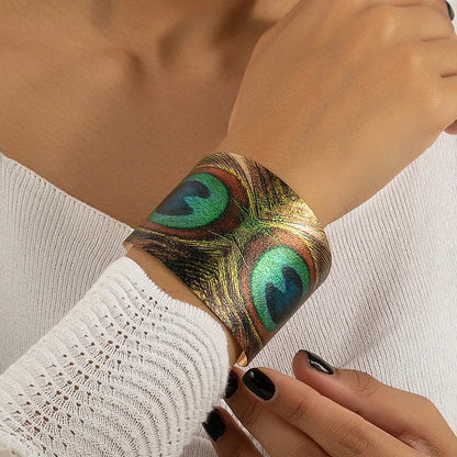 Peacock Geometric Cuff Bracelet