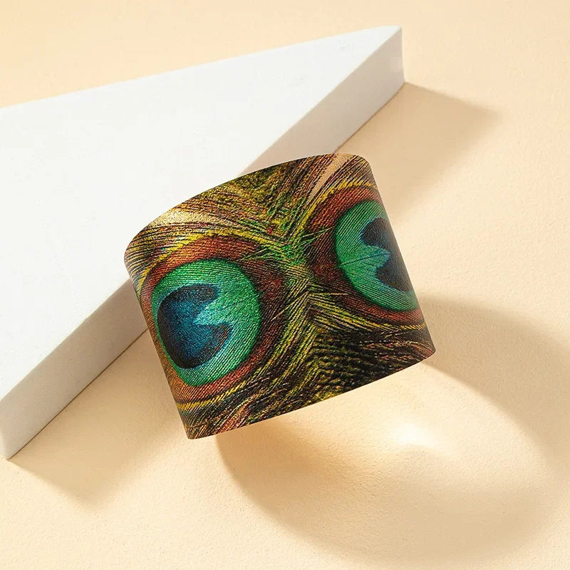 Peacock Geometric Cuff Bracelet