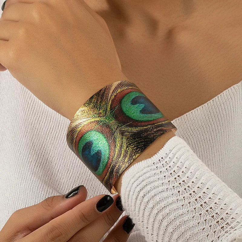 Peacock Geometric Cuff Bracelet