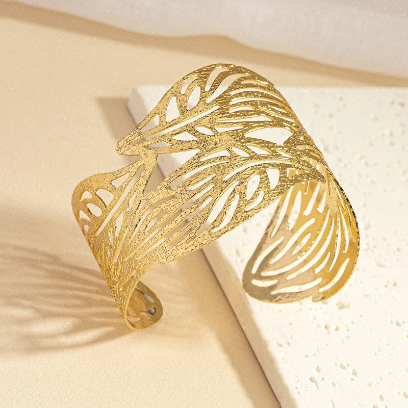 Retro Leaf Bangle Cuff