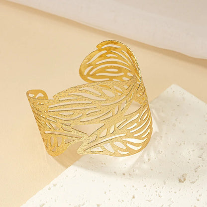 Retro Leaf Bangle Cuff