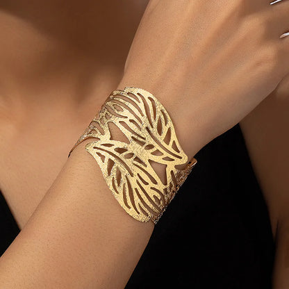 Retro Leaf Bangle Cuff