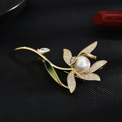 Micro Inlaid Plant Brooch