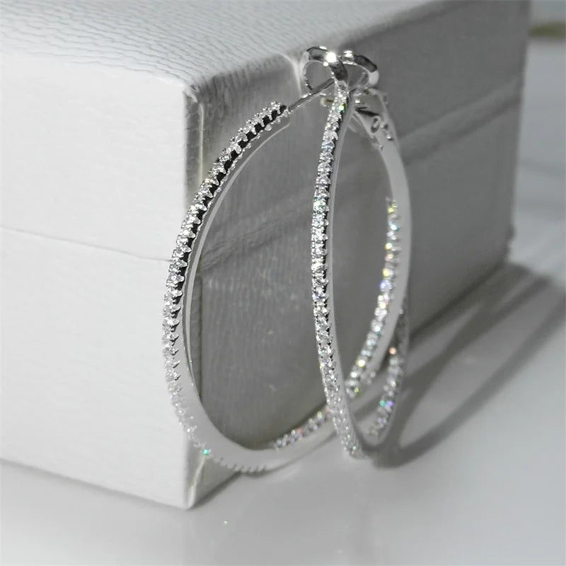 Elegant 40MM Silver Hoops