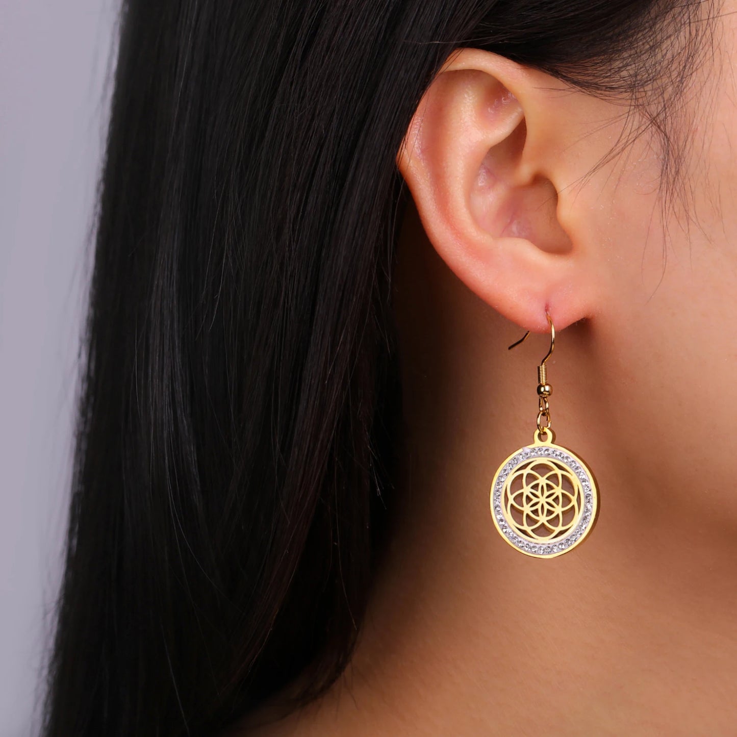 Zircon Round Earring