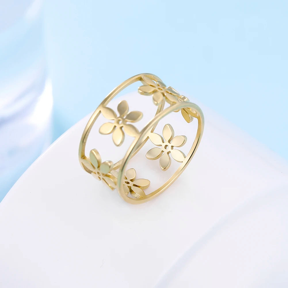 Flower Stainless Steel Ring