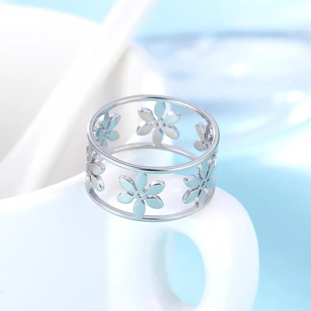 Flower Stainless Steel Ring