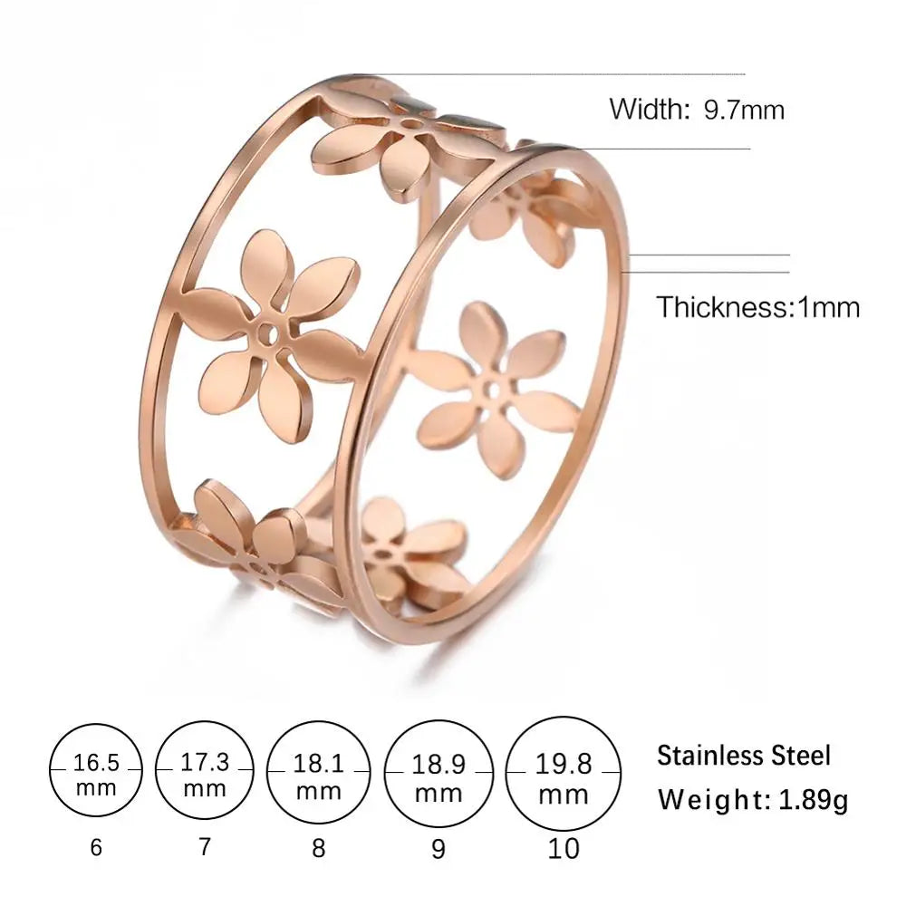 Flower Stainless Steel Ring