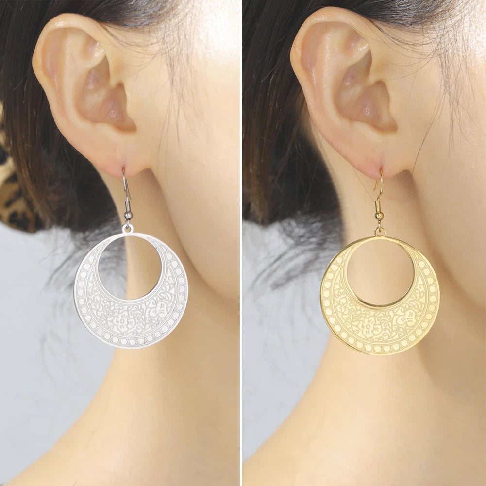 Ethnic Round Drop Dangle Earrings