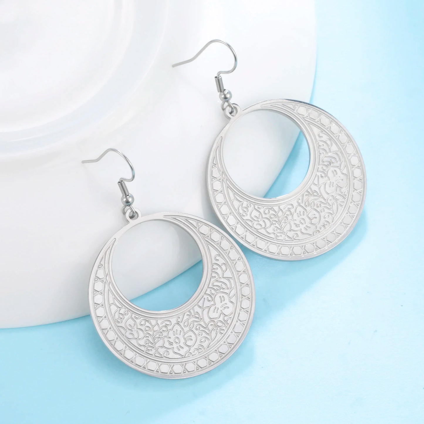 Ethnic Round Drop Dangle Earrings