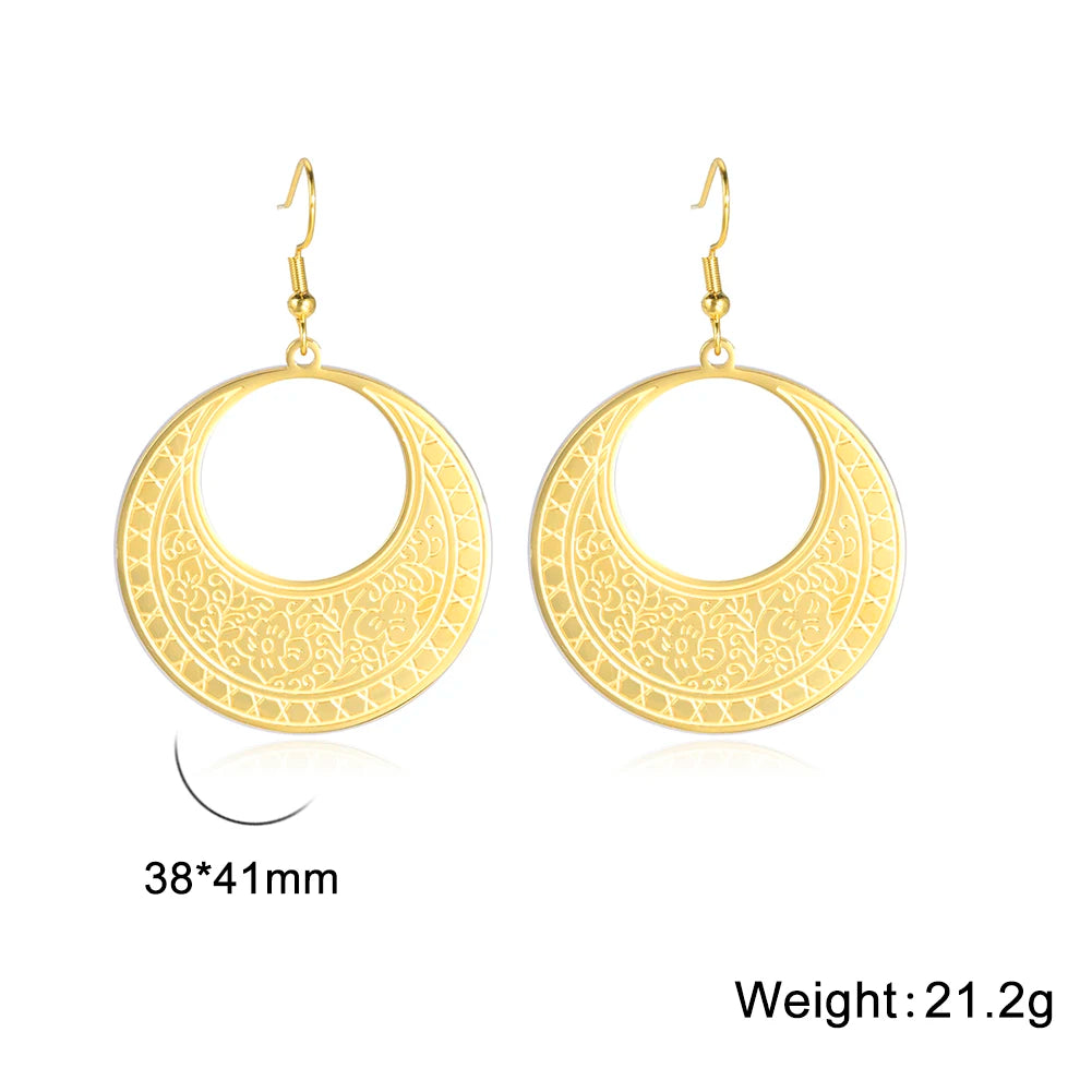 Ethnic Round Drop Dangle Earrings