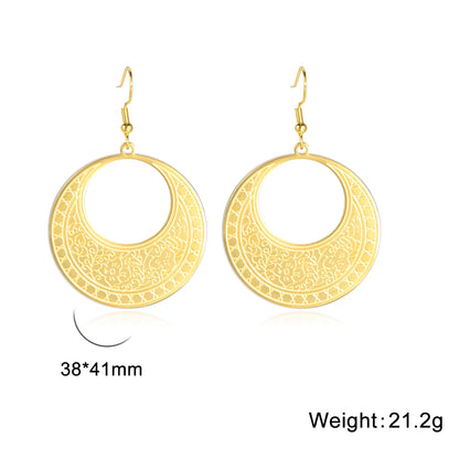 Ethnic Round Drop Dangle Earrings