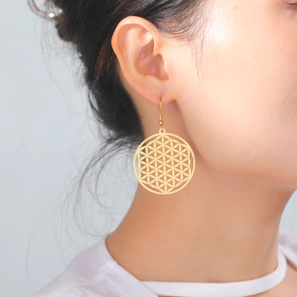 Sacred Geometry Gold Drop Earrings