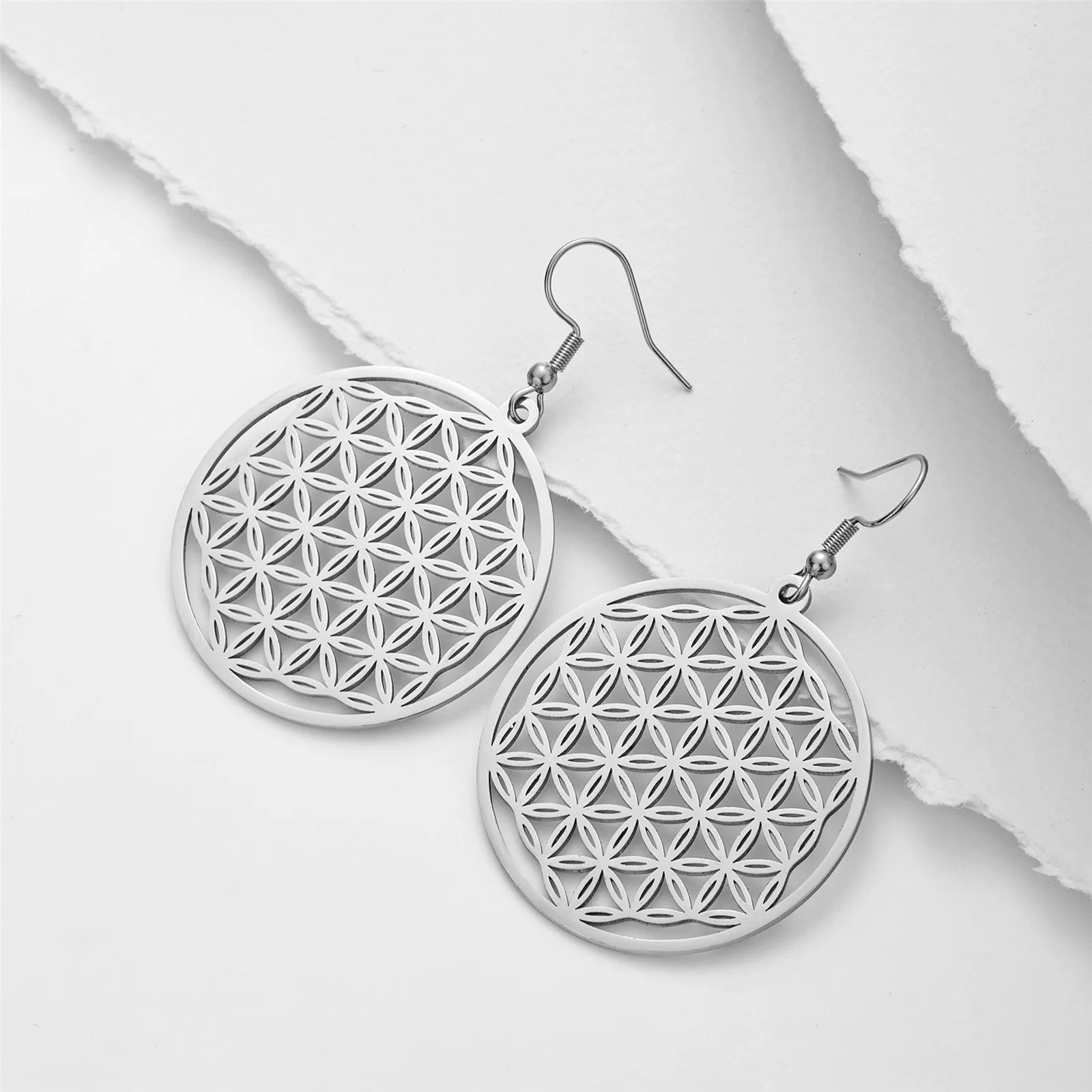 Sacred Geometry Gold Drop Earrings