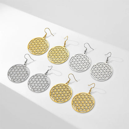 Sacred Geometry Gold Drop Earrings