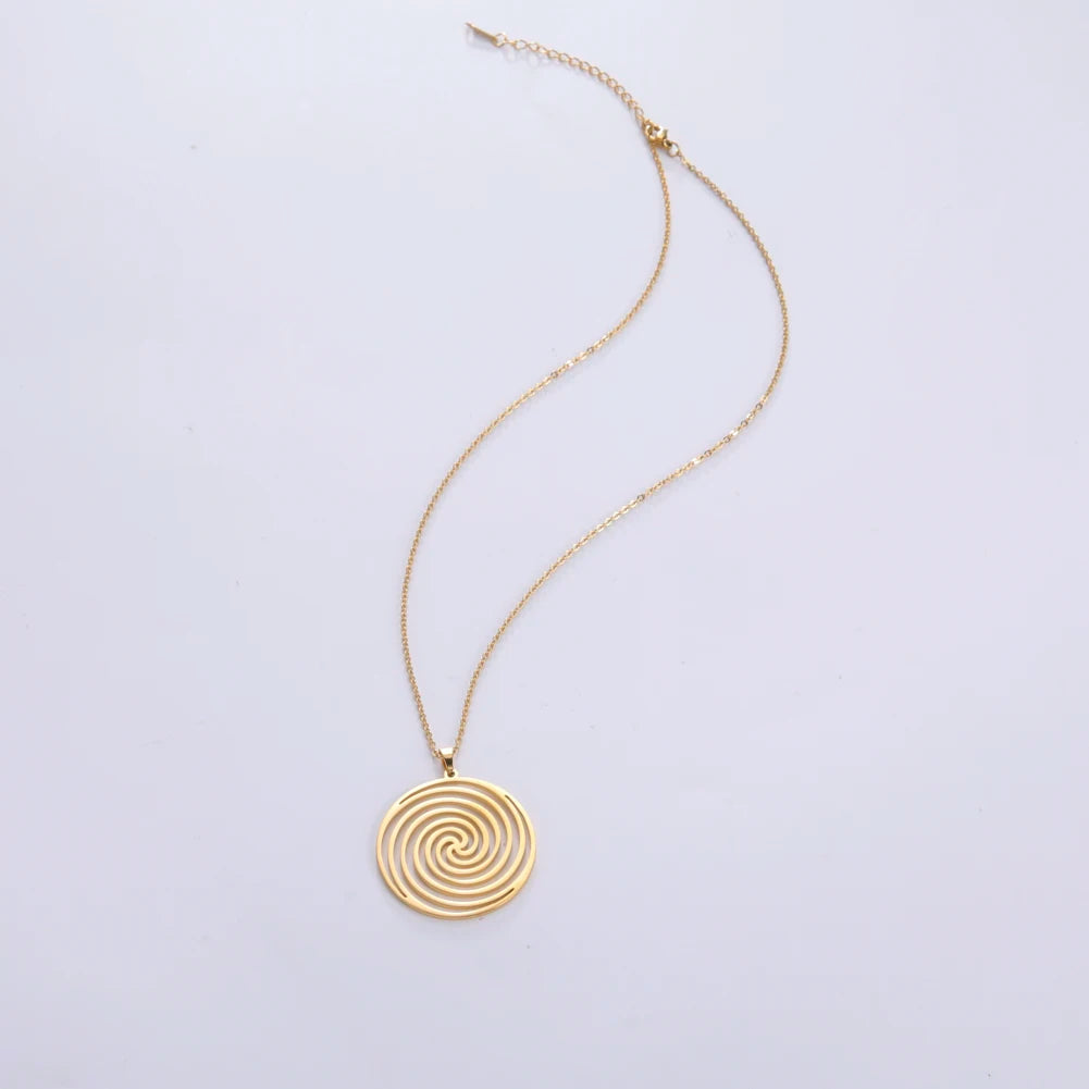 Modern Spiral Round Necklace