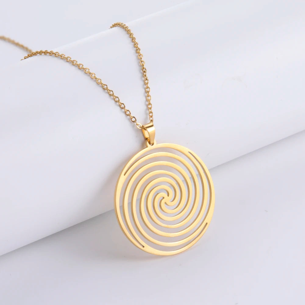 Modern Spiral Round Necklace