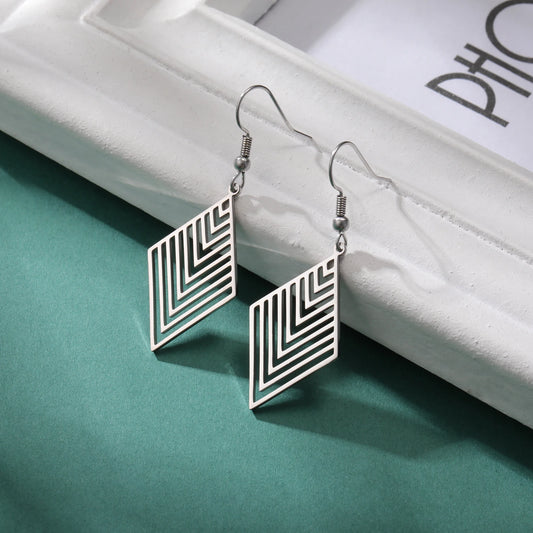 Minimalist Rhombus Drop Earrings