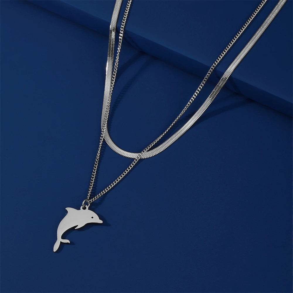 Gold Double Layer Dolphin Jewelry