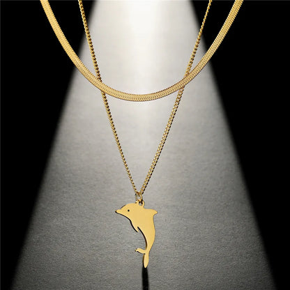 Gold Double Layer Dolphin Jewelry