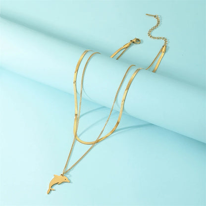 Gold Double Layer Dolphin Jewelry