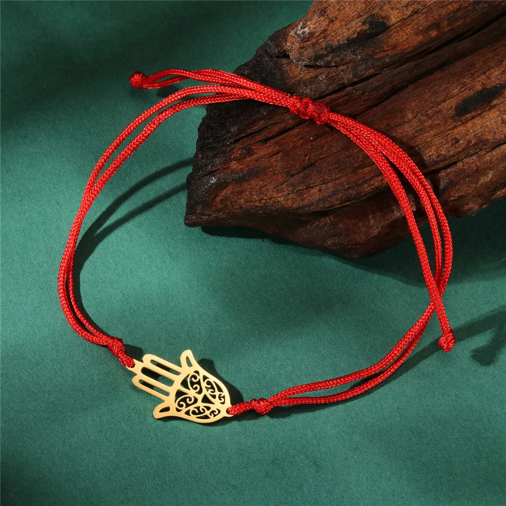 Red Black Rope Hamsa Bracelet