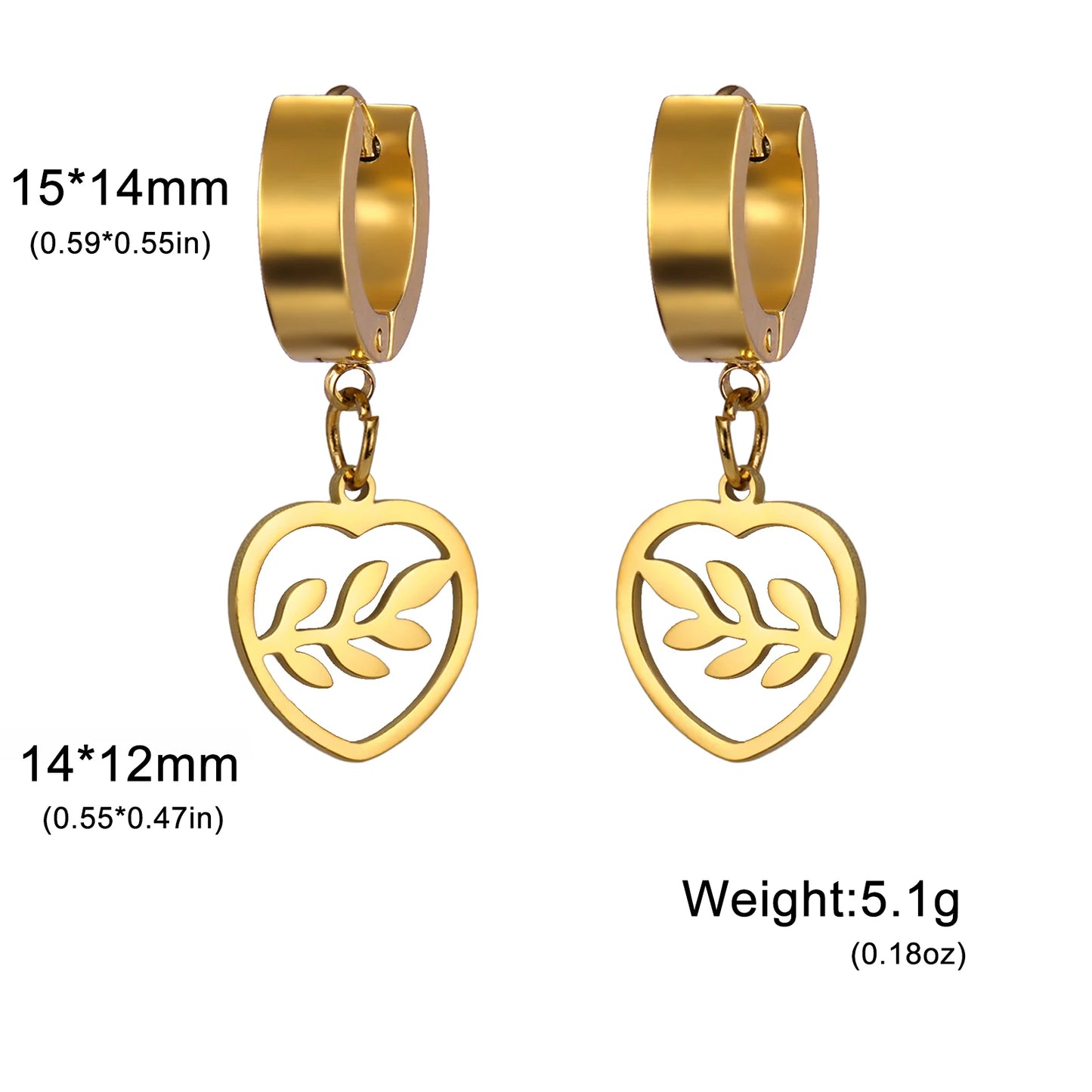 Stainless Steel Gold Drop Earrings