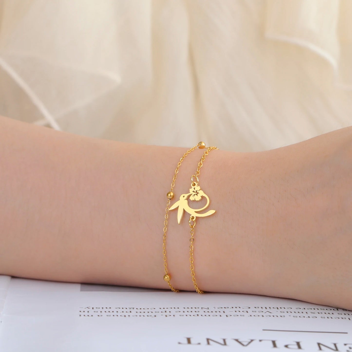 Bohemian Hummingbird Gold Bracelet