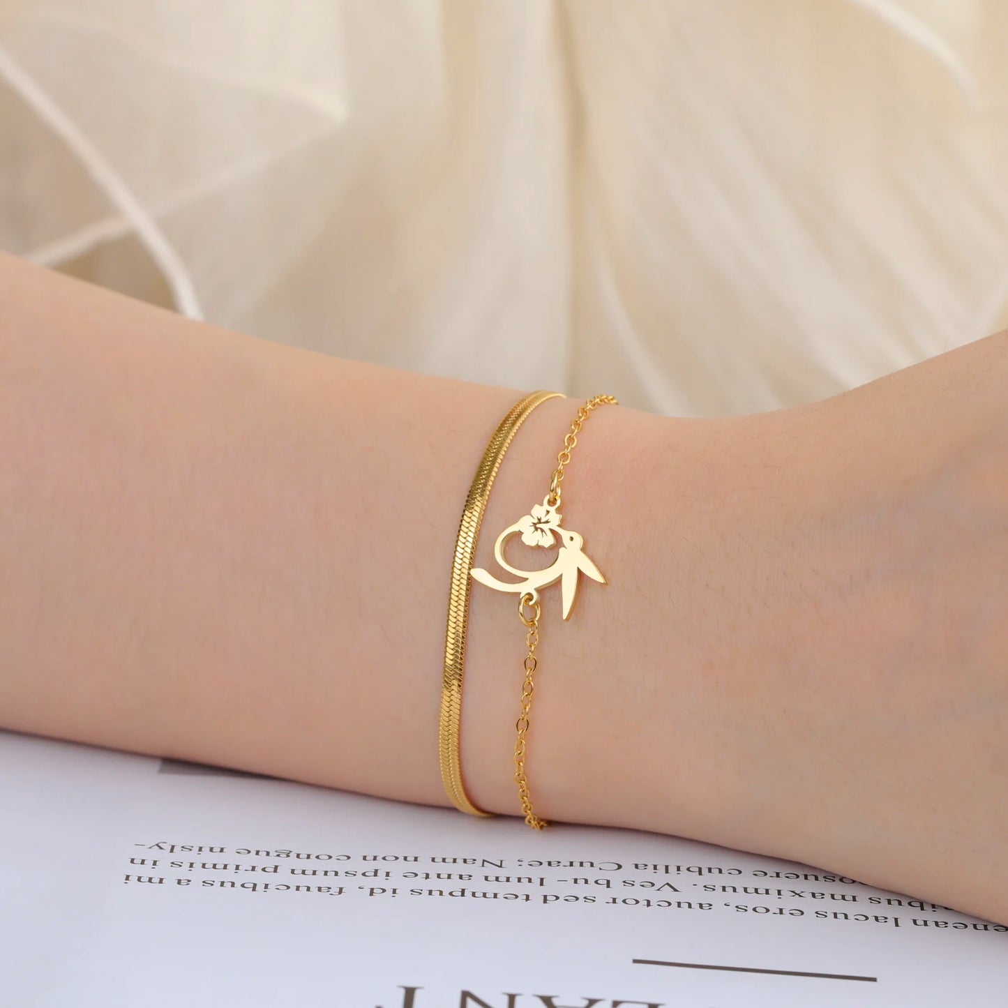 Bohemian Hummingbird Gold Bracelet