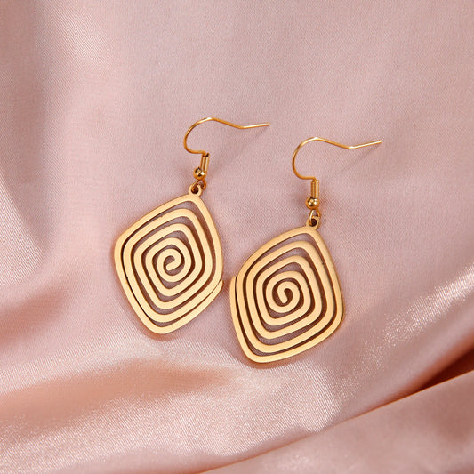 Trendy Gold Swirl Earrings