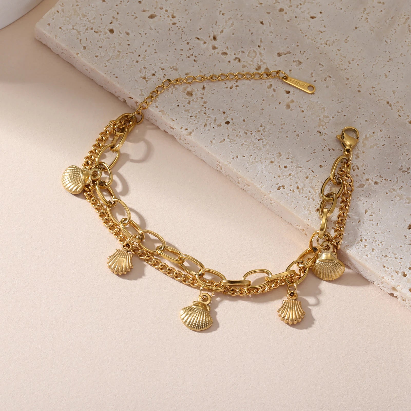 Double Layer Gold Shell Bracelet