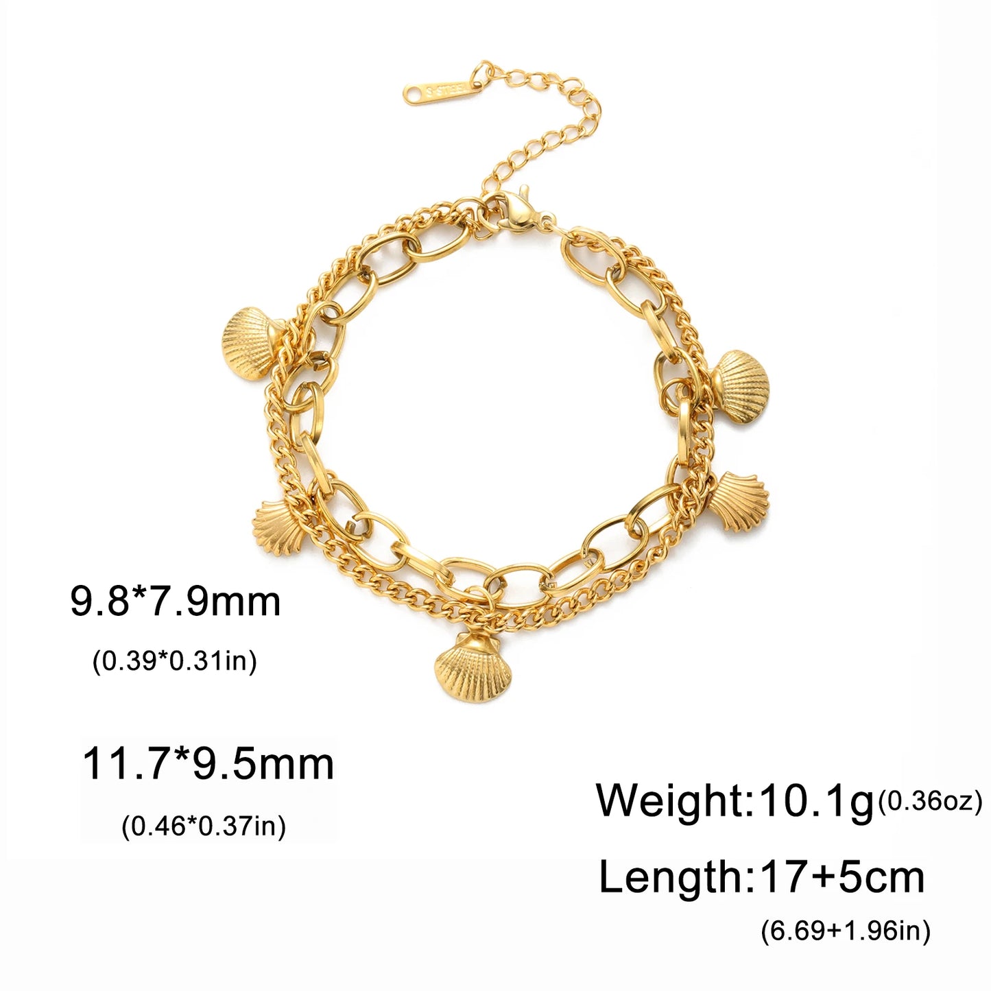 Double Layer Gold Shell Bracelet