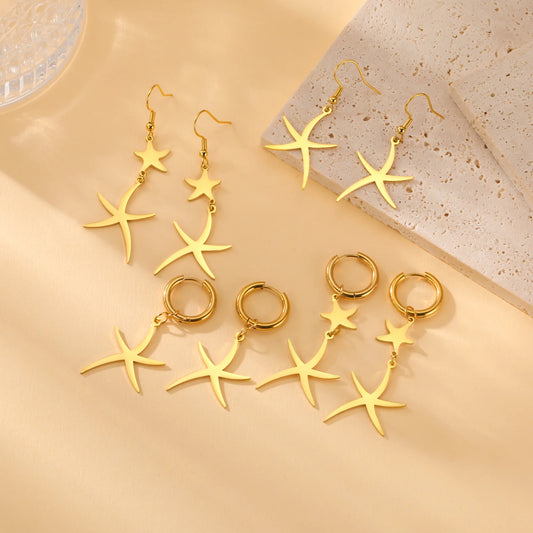 Long Dangle Starfish Earrings