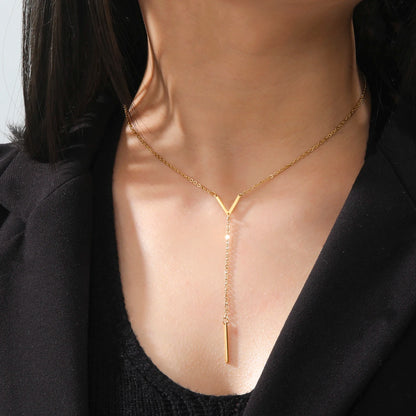 Gold Bar Pendant Necklace