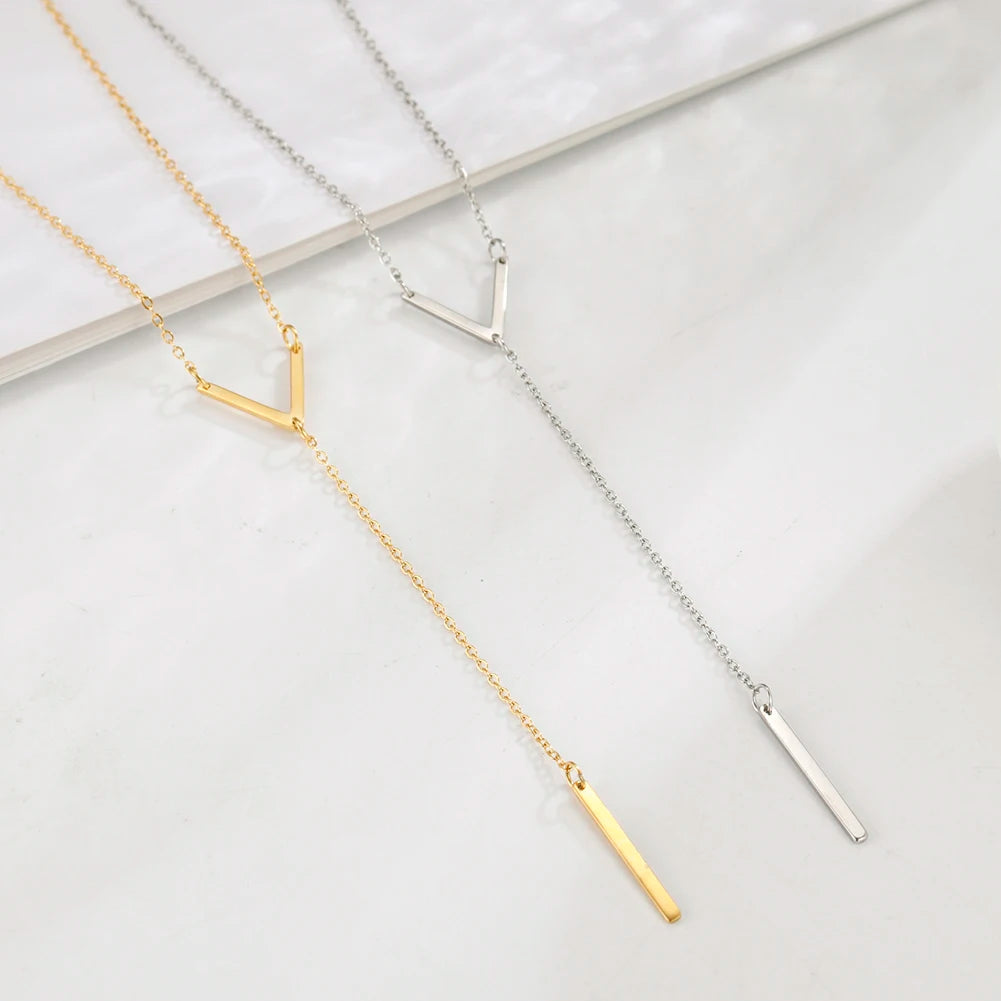 Gold Bar Pendant Necklace