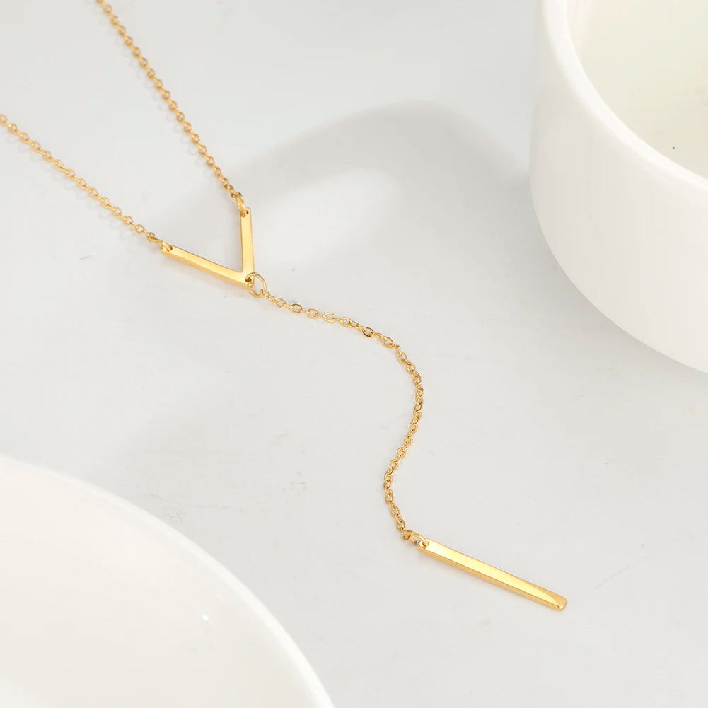 Gold Bar Pendant Necklace