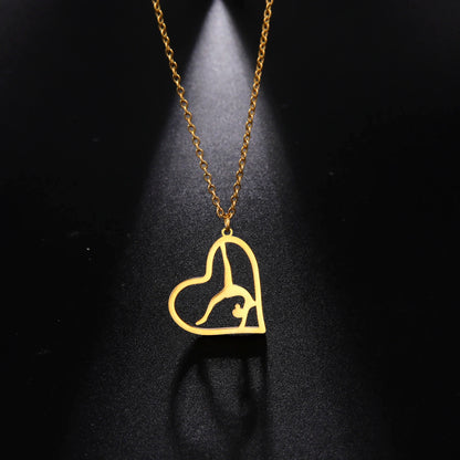 Gymnast Heart Necklace Jewelry