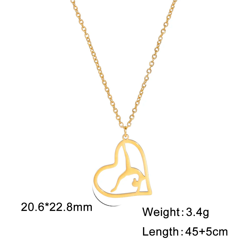 Gymnast Heart Necklace Jewelry