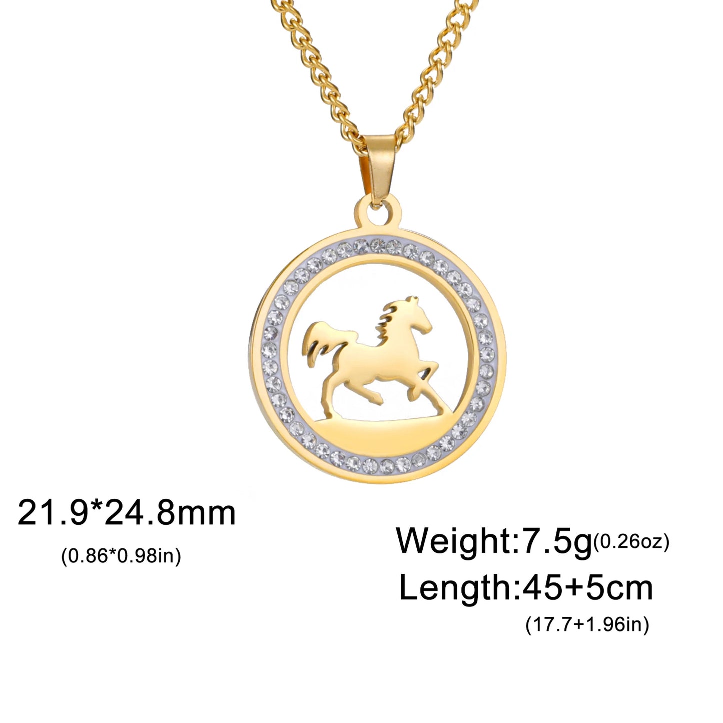 Running Horse Round Necklace 