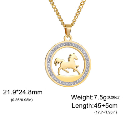 Running Horse Round Necklace 