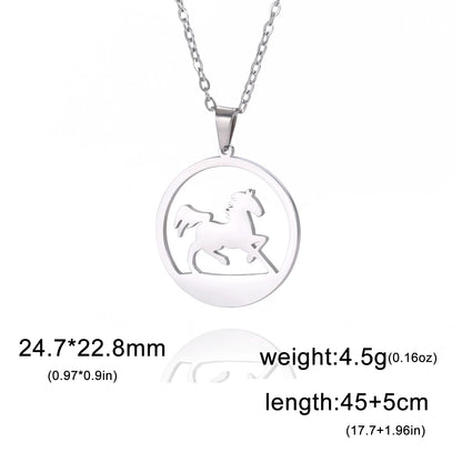 Running Horse Round Necklace 