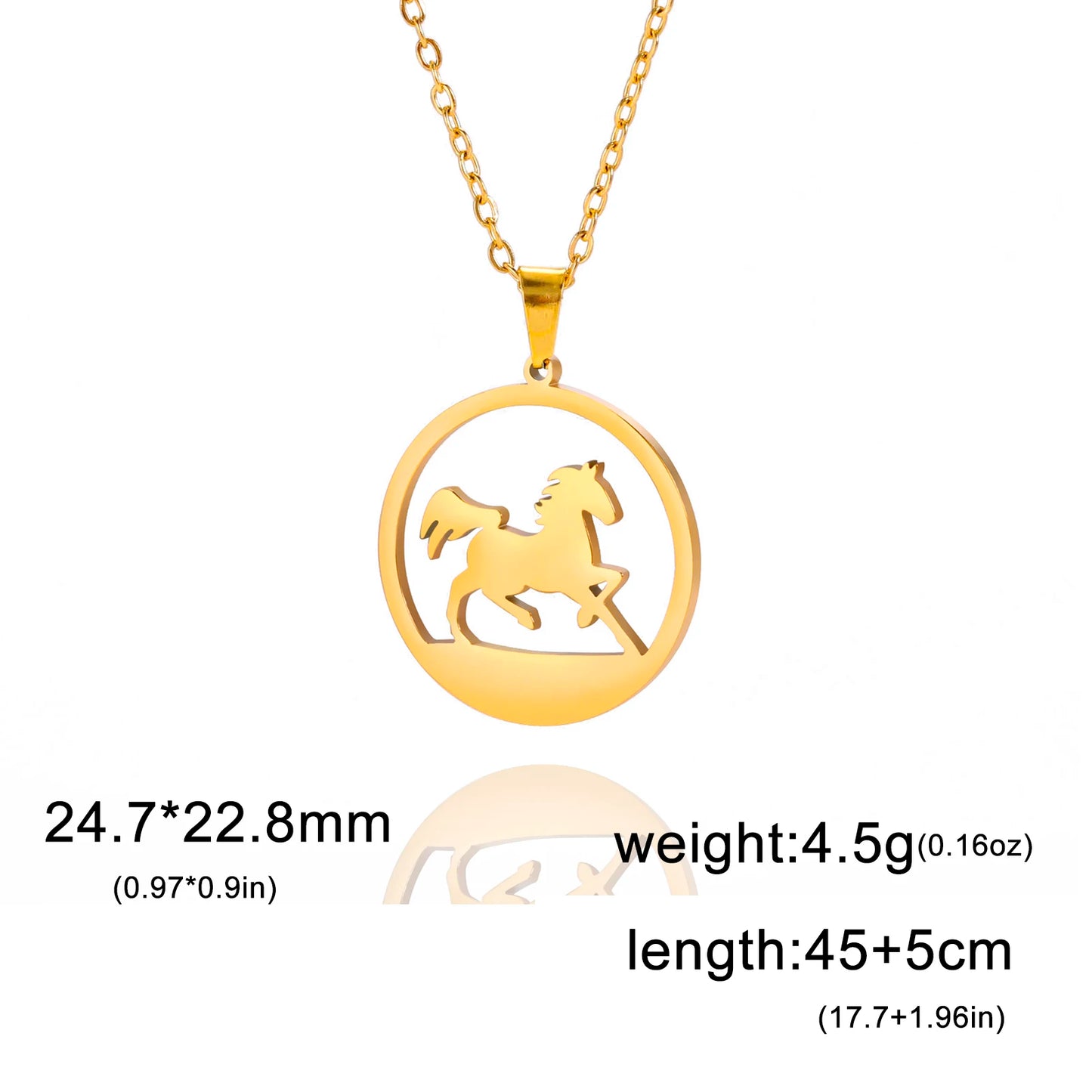 Running Horse Round Necklace 