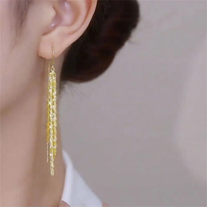 Silver Long Tassel Earrings