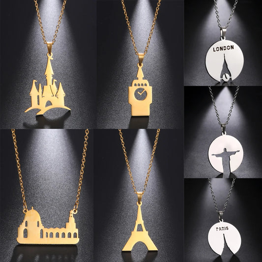 Women Church Castle Necklace