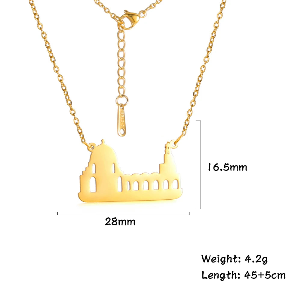 Women Church Castle Necklace